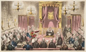The House of Lords in High Debate, from The English Spy by Isaac Robert Cruikshank
