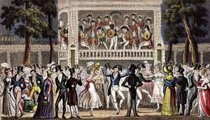 A ball at Vauxhall garden in London c. 1830 by Isaac Robert & George (1792 1878) Cruikshank