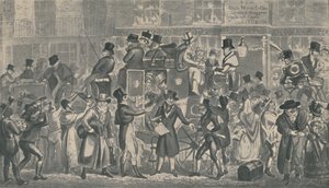 Outside White Horse Cellar, Piccadilly by Isaac, Robert and George Cruikshank
