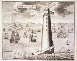The Eddystone Lighthouse, Engraved by Hendrick Hulsbergh, 1713 by Isaac Sailmaker