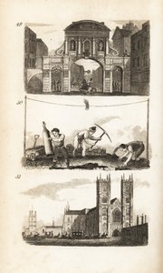 Temple Bar, Paviors and Westminster Abbey by Isaac Taylor