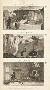 Trades in Regency England: flannel market, copper mines and shoe-maker by Isaac Taylor
