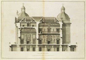 Houghton Hall: cross-section of the Hall and Salon, engraved by Pierre Fourdrinier, 1735 by Isaac Ware