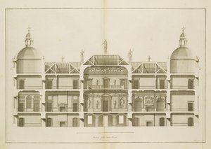 Houghton Hall: section of the East Front (engraved by Pierre Fourdrinier, 1735) by Isaac Ware