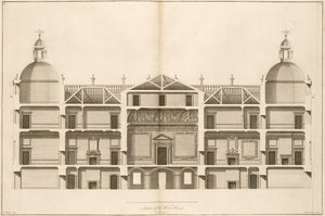 Houghton Hall: Section of the West Front, Engraved by Pierre Fourdrinier, 1735