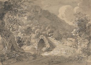 Mountainous Landscape with a Bridge and House by Isaac Weld