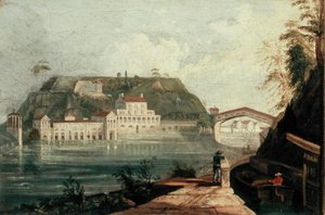 Fairmount Waterworks, after an engraving by W. H. Bartlett of c.1835 by Isaac Williams