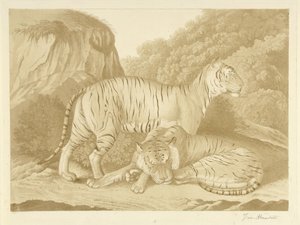 Two Tigers in a Landscape by Isaac van Haastert (signed by artist)