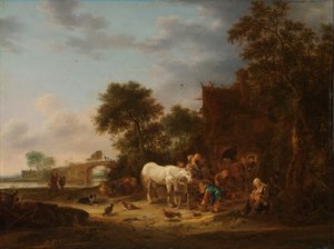 Country Inn with a Horse at the Trough by Isaac van Ostade