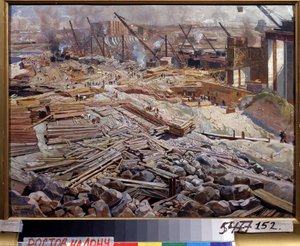 General view of the Dniepr Hydroelectric Station by Isaak Israilevich Brodsky