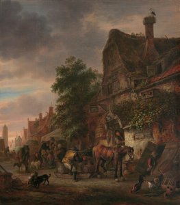Workmen before an Inn by Isack van Ostade