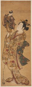 The Actor Onoe Kikugoro I Holding a Puppet of the Actor Sanogawa Ichimatsu I by Ishikawa Toyonobu