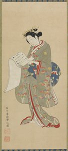 Young woman reading a letter, Edo period, 1711-1785