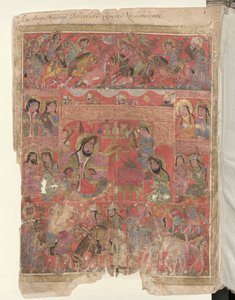 Dedication Image: Centre-Left a Ruler Figure, the Patron of the Manuscript by Islamic School