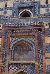 Tiles on the entrance gate to the mausoleum of Bibi Jawindi, erected in 1494 by Islamic School