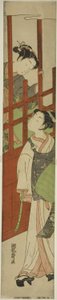 Courtesan Looks Down at Youth Dressed as Mendicant Monk by Isoda Koryusai