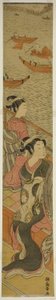 Courtesan and Her Attendant on a Balcony Overlooking River