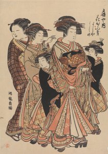 Courtesans Hanaofuki, Yoshiya and Yoshino from the Ōgiya Brothel by Isoda Koryusai