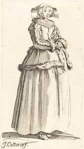 Young Woman with Hands Folded, Facing Right by Israel Henriet after Jacques Callot
