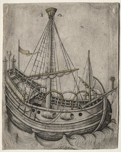 A Ship Moving Toward the Right by Israhel van Meckenem