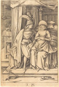 Couple Seated on a Bed by Israhel van Meckenem