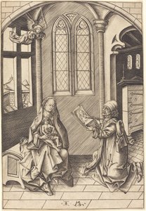 Saint Luke Drawing a Portrait of the Virgin by Israhel van Meckenem