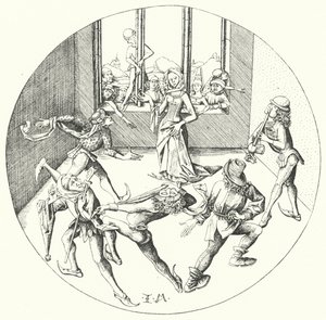 The Dance around the Ring (engraving) by Israhel van the Elder Meckenem