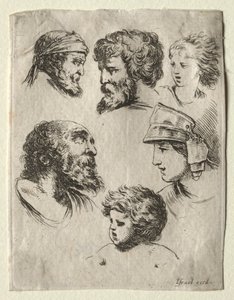 Book for Learning to Draw: Six Portrait Heads by Israël Henriet