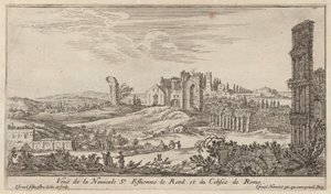 View of the Navicule St. Stephen the Round and the Colosseum of Rome