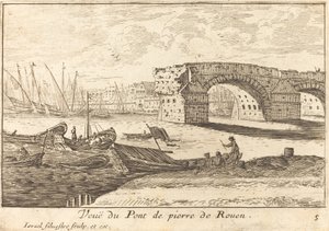 View of the Stone Bridge of Rouen by Israël Silvestre