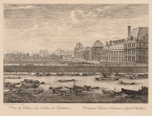 View of the Palace and Gardens of the Tuileries, from the Side of the Quay