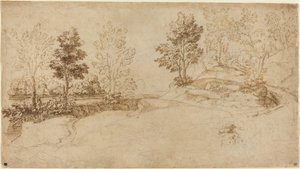 River Landscape by Italian 17th Century