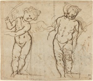 Two Standing Putti by Italian 17th Century