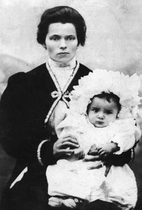 Benito Mussolini as a child with his mother Rosa Maltoni - 1884 - Benito Mussolini in the arms of his mother Rosa Maltoni