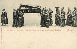 Brothers of the Compagnia della Misericordia Carrying a Sick Man to Hospital, Florence by Italian Photographer