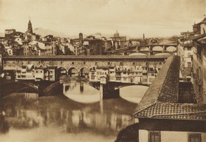 Florence: View of the Lungarno with Bridges, Vecchio, S Trinita, Carraia and Ferro at Cascine by Italian Photographer