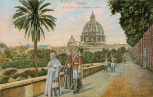 Pope Pius X in the gardens of the Vatican, Rome
