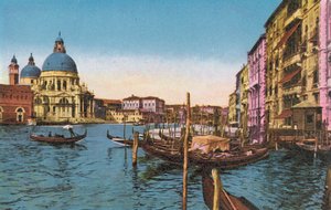 Venice: Grand Canal with the Church of Salute and the San Marco Ferry by Italian Photographer