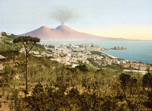 View of Vesuvius across the Bay of Naples by Italian Photographer