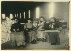 Women Working in Passementarie Workshop, Italy by Italian Photographer