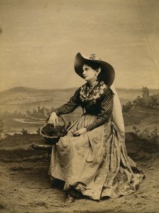 Young Woman Wearing Clothes and Straw Hat from Siena Countryside, Italy, ca 1890 by Italian Photographer