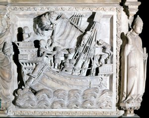 14th century ship. Church of St. Eustorgio in Milan.