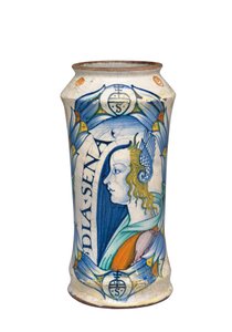A Deruta Maiolica "Bella Donna" Albarello, c.1510-20