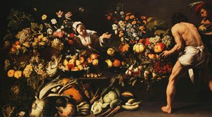 A Larder Stocked with Vegetables, Flowers and Fruit