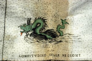 A sea snake represented in the waters of the Atlas by Urbano Monte