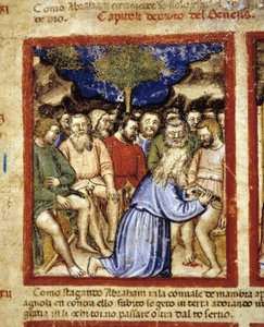 Abraham Circumcising the Jews, Illustration from "The Codex of Padua" 1390-1400 by Italian School