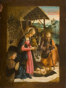 Adoration of the Child with portrait of donor, c.1500 by Italian School