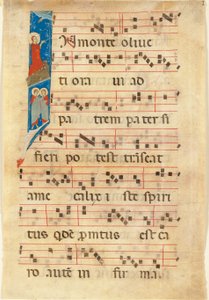 Agony in the Garden, Historiated Initial I on a Leaf from an Illuminated Manuscript Choir Book by Italian School