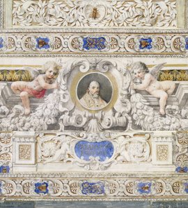 Architectural scheme with a portrait of Pope Urban VIII in a cartouche
