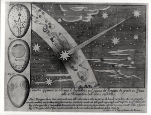 Astrological diagram of the comet that appeared in Rome during Virgo and remained visible until November 1680